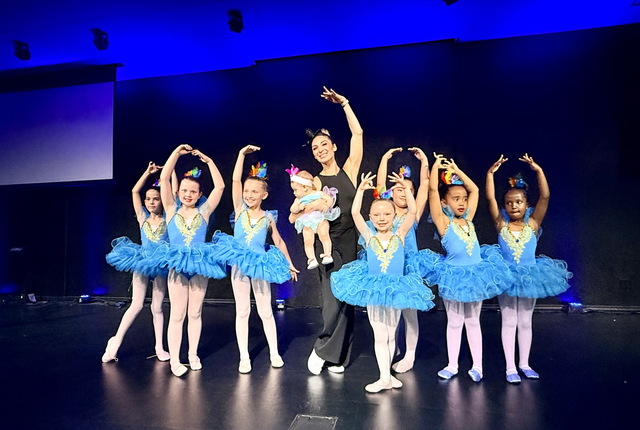 A group of dancers performing together on stage